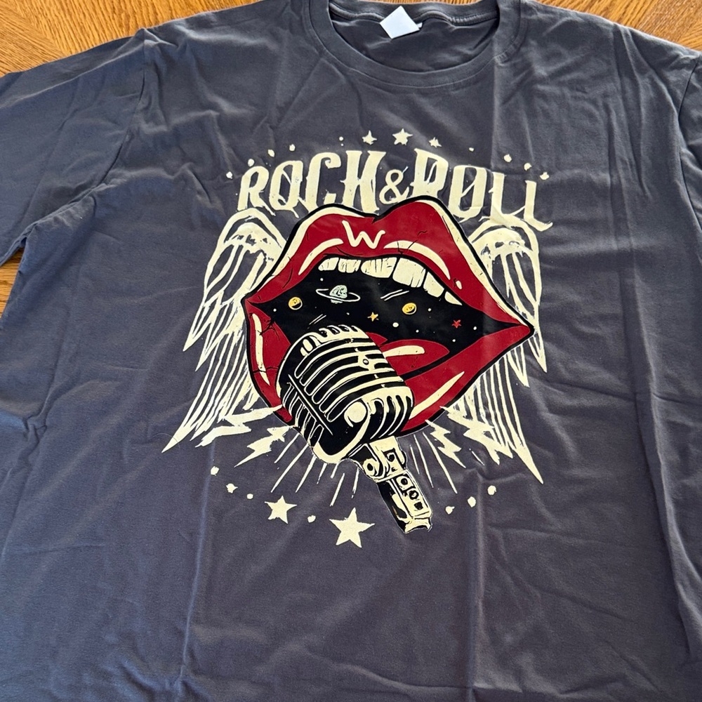 Y2K Really Rad Rock & Roll Singer Graphic Men's Rock Star Tee Shirt - Gray New
